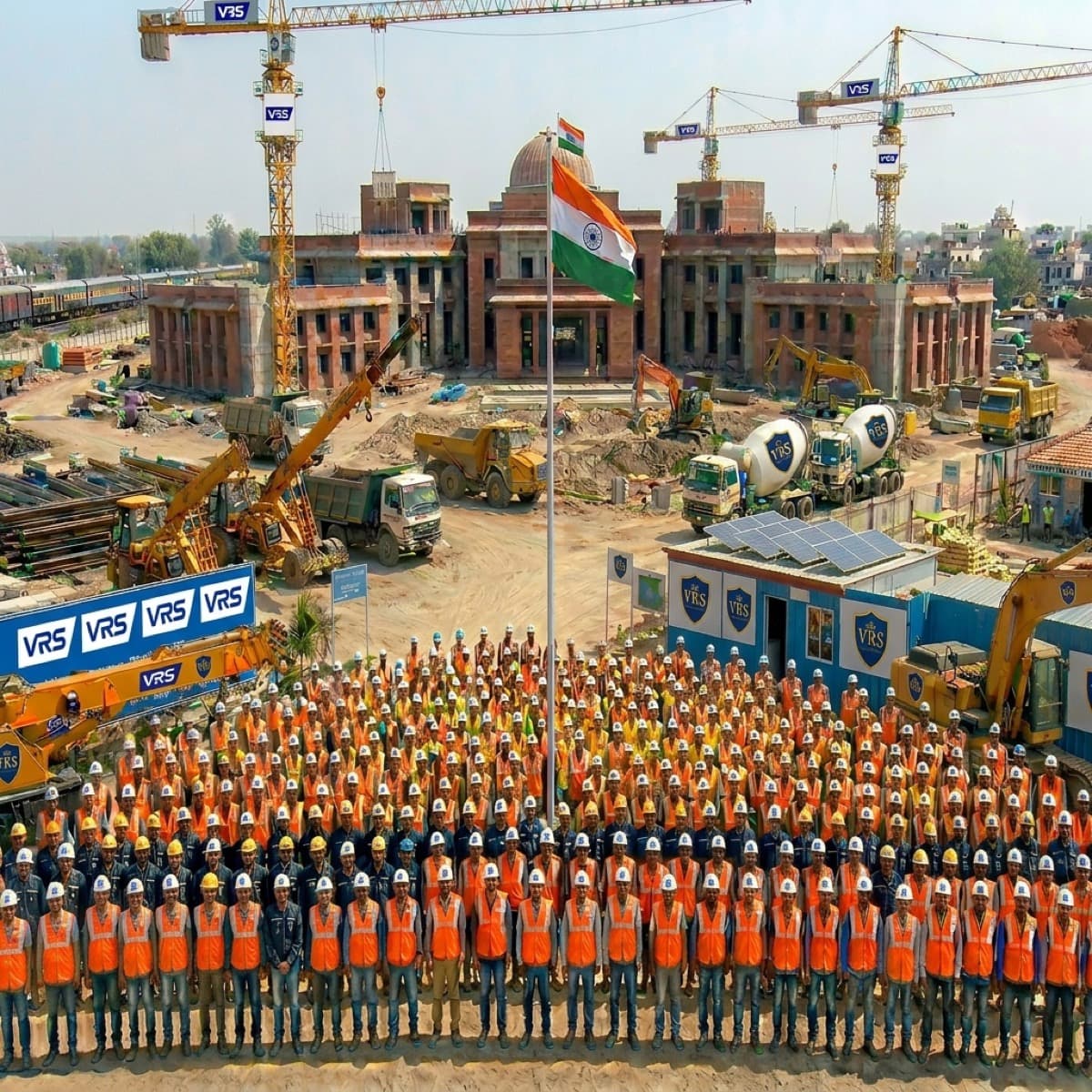 VRSIPL infrastructure team at a highway construction site in Gujarat